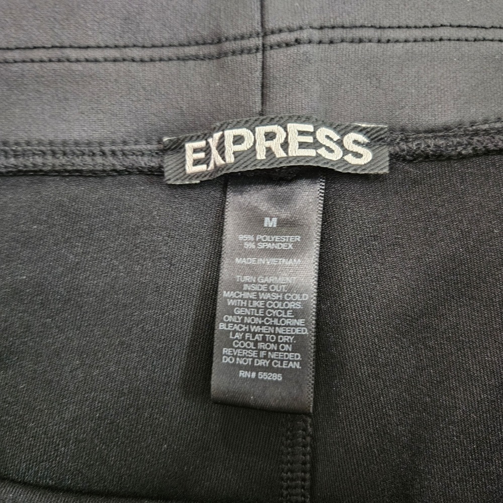 Express Black Faux Leather Moto Leggings Womens Sz M Edgy Chic Skinny Pants - Picture 7 of 8